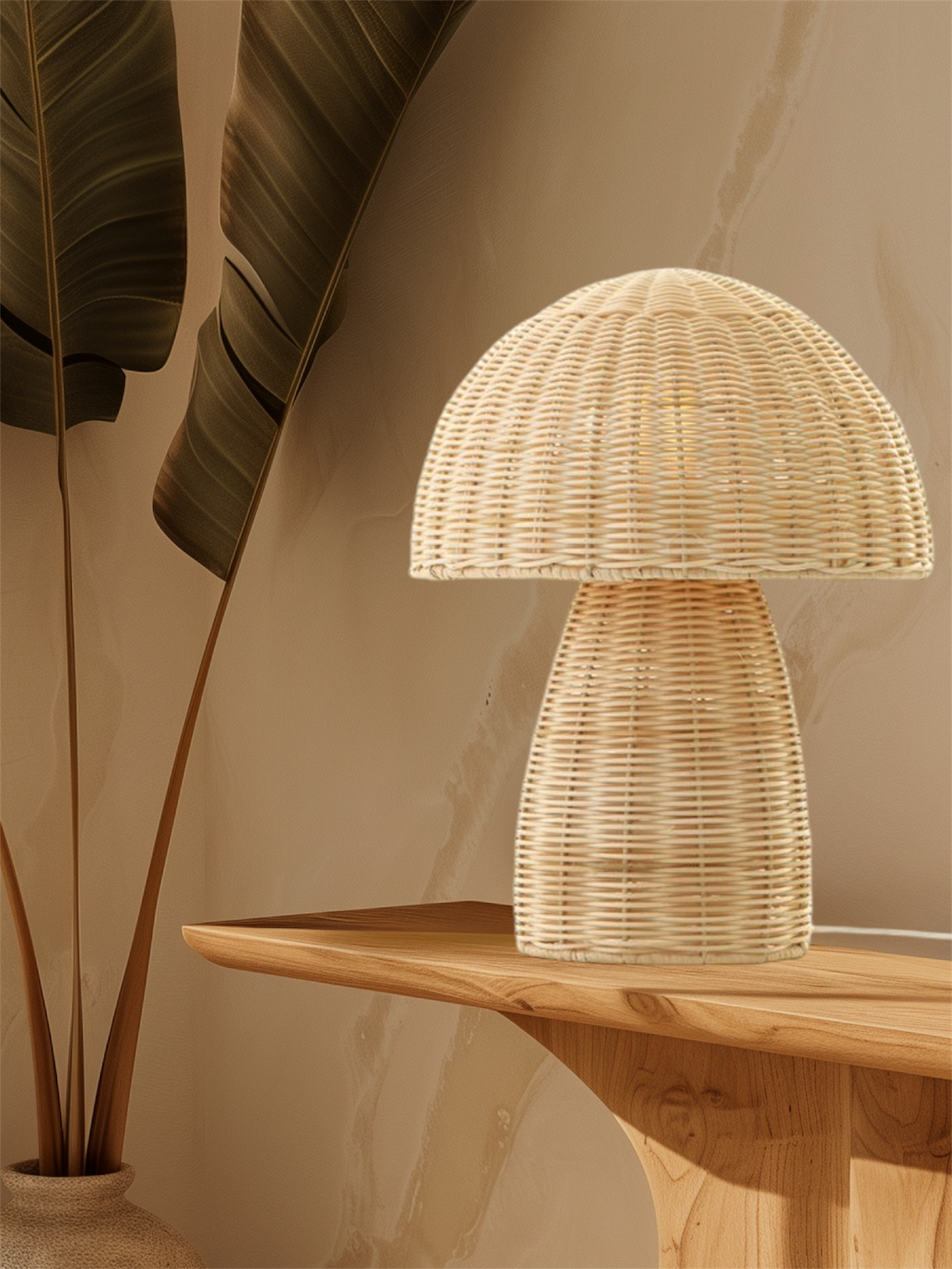 Rotan Tafellamp - Paddenstoel