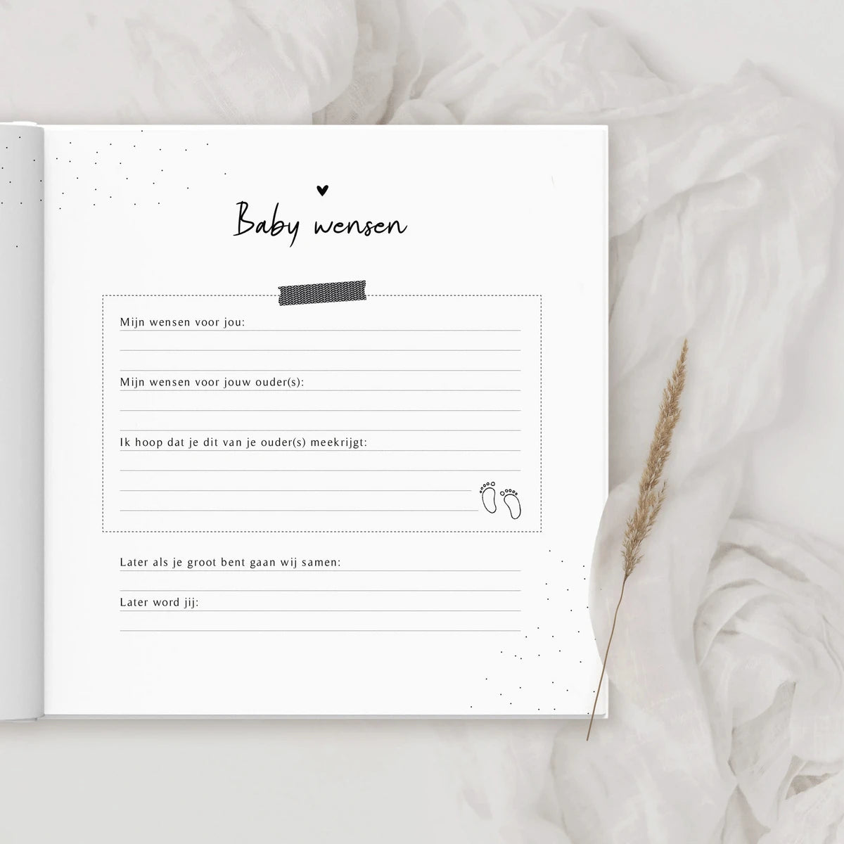 Invulboek 'Babyshower' - Beige Linnen