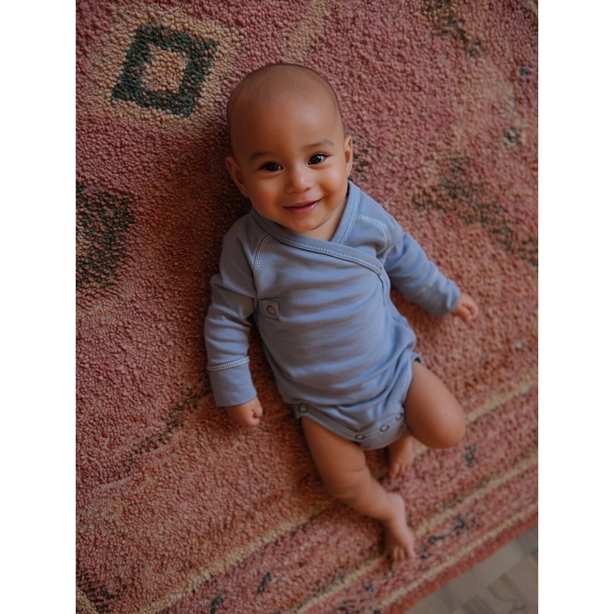 Merino wollen Overslagromper | Blue Fog