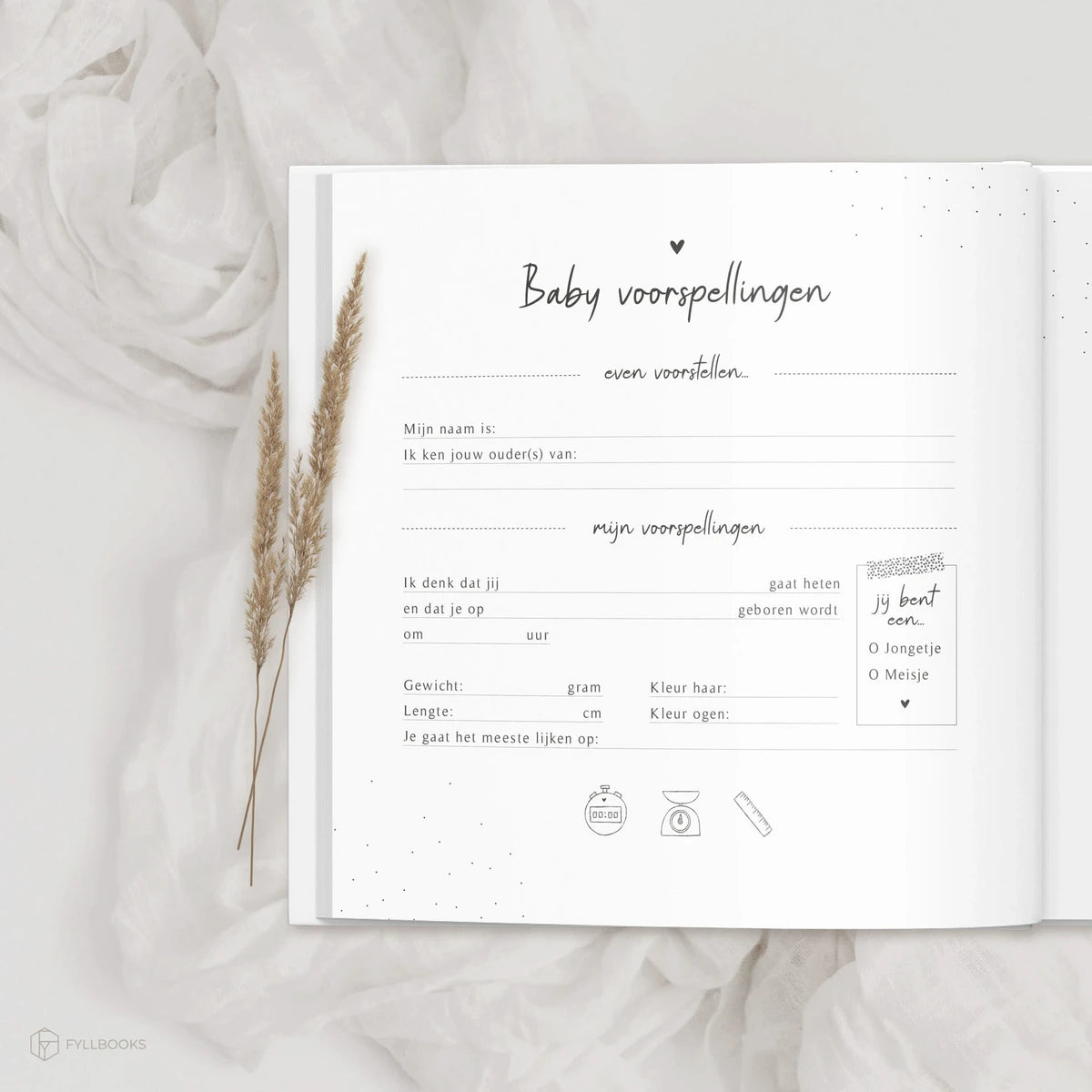 Invulboek 'Babyshower' - Beige Linnen